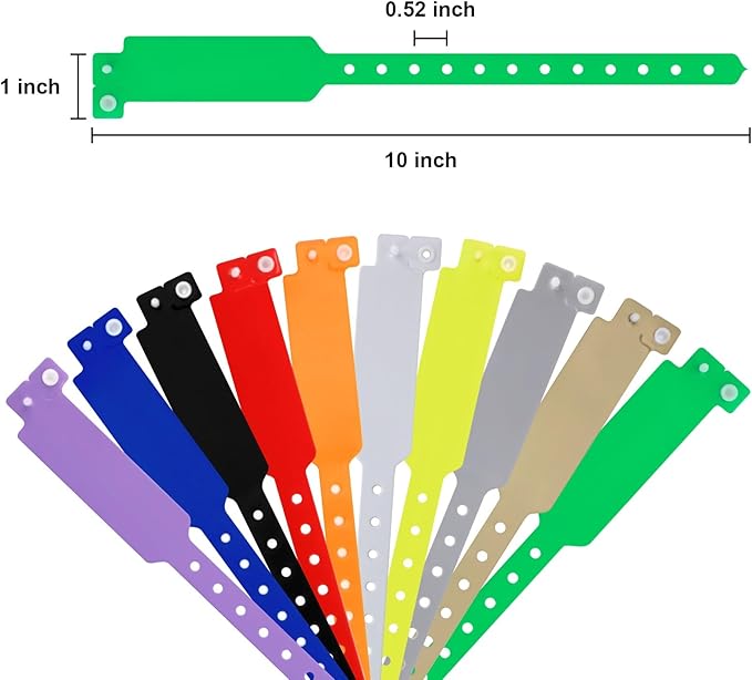 100pcs Colored Vinyl Wristbands, Waterproof & Security Wristbands for Events, Pool Parties & Outdoor Sports (Multiple Colors)