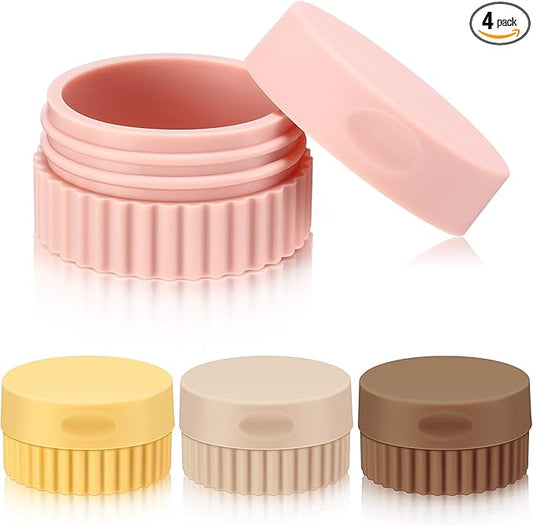 Maxcheck 4 Pcs Travel Containers for Toiletries 0.68 Oz/20 ml Small Silicone Cream Jar with Lid Mini Leakproof Lotion Jar Refillable Travel Cosmetic Container for Face Body Skin Cream (Classic Color)