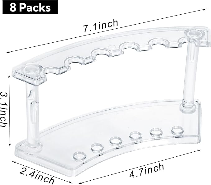 SOUJOY 8 Pack Acrylic Pen Display Stand, 6-Slot Pen Holder Rack, Eyebrow Pen Stand, Makeup Brush Rack Organizer for School Office Home Store