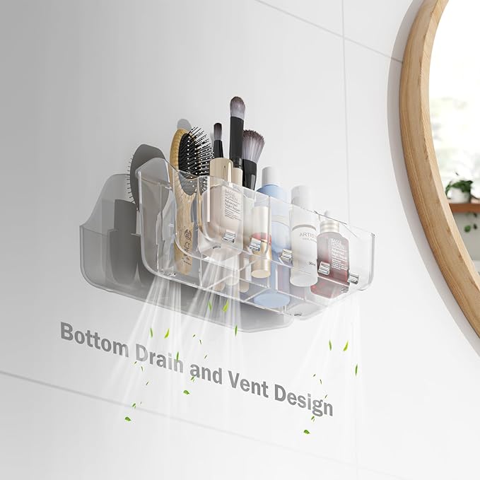 2-Pack Clear Wall-Mounted Toothbrush Holders for Bathroom Organizers and Storage, Tooth Brush & Toothpaste Holder for Countertop or Wall