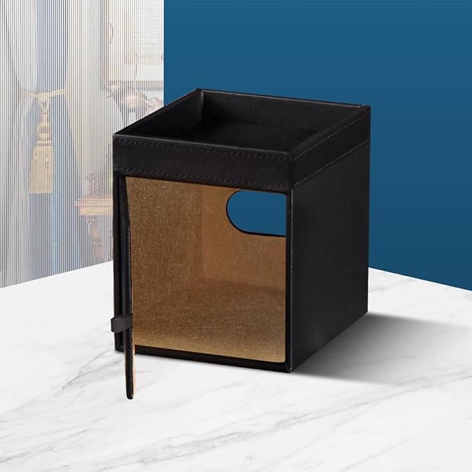 PU Leather Square Tissue Box Cover with Storage Tray - Decorative Organizer for Bathroom Vanity, Night Stands, Office Desk, Bedroom Countertop | Stylish Tissue Holder for Home & Office Décor