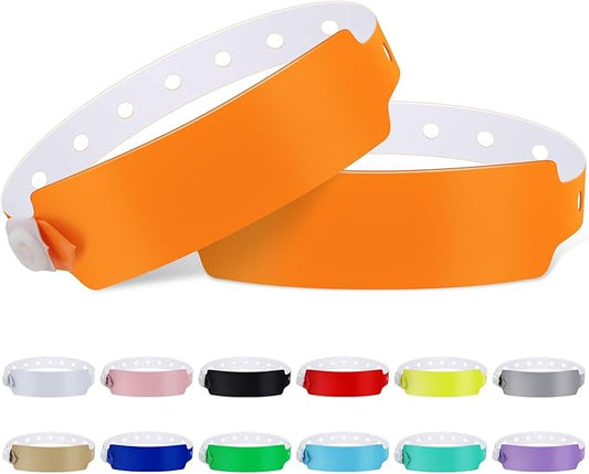 100pcs Colored Vinyl Wristbands, Waterproof Wristbands, Security Wrist Bands, Event Wristbands for Bar Club Festival Music Meeting, Pool Parties,Outdoor Sports (Color : Orange)