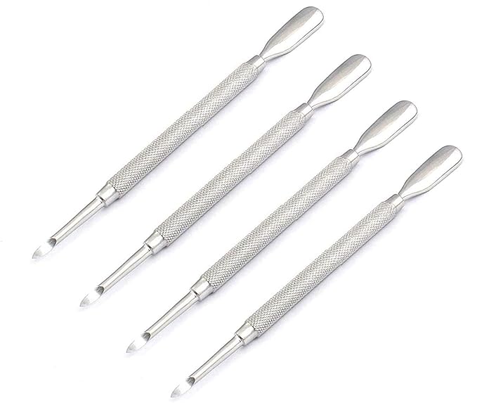 Stainless Steel Nail Art Manicure Cuticle Spoon Pusher Remover Tool Set 4 Pcs by G.S Online Store