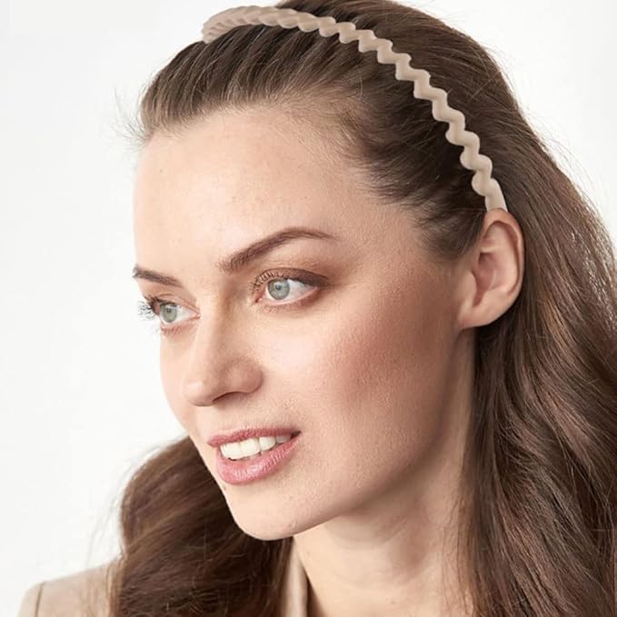 LAPOHI 8 PCS Non Slip Fashion Effortless Plastic Headbands with Teeth Comb Skinny Hair Accessories Bands for Women Men Teen Girls, Long Teeth Morandi