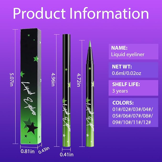 evpct Green Matte Liquid Eyeliner Waterproof Smudge Proof, Green Eye Liner Liquid Liner for Face Body Paint, Long-lasting Eyeliner Waterline Thin Quick-dry Eyeliners Pencil Eye Makeup Stay all Day