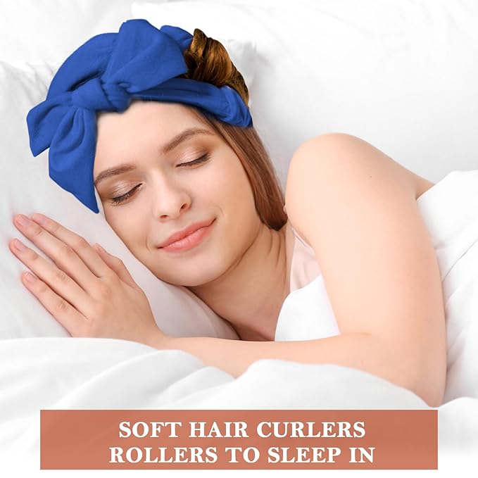 weiwei No Heat Curlers, Overnight Curls No Heat Curling Headband Soft Hair Curler Rollers to Sleep In, 70 Inches Non Heat Hair Wrap Curling Rod Ribbon for Women Long Wave Hair, 9 PCS Gift Set (Blue)