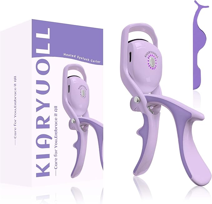Electric Heated Eyelash Curler Kit Hot Lash Therapy Professional Eyelash Tools Battery Powered Lash Lifter Rechargeable Clamp for Various Eye Types Plastic Material (Colour Purple)
