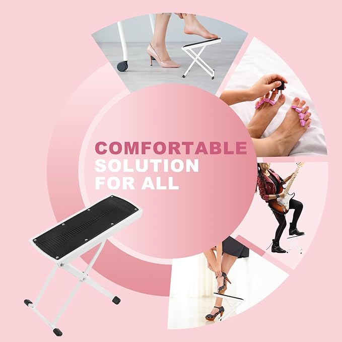 Pedicure Foot Rest, Adjustable Foot Stand with Non-Slip, Toe Separator - Easy at Home, No More Bending or Stretching, Beauty Pedicure Kit, White