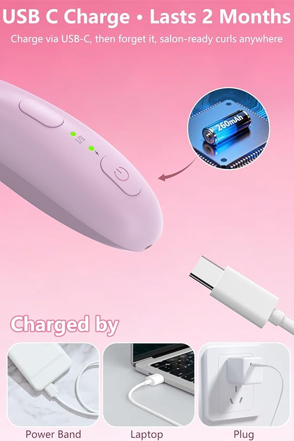 KOKABI Heated Eyelash Curler: Fast 10s Heat up, 24 Hours Long Lasting, Electric Lash Curler with Temperature Control, Safe Anti-Burn Eye Lash Curler, Quick Natural Curling Lashes (Purple)