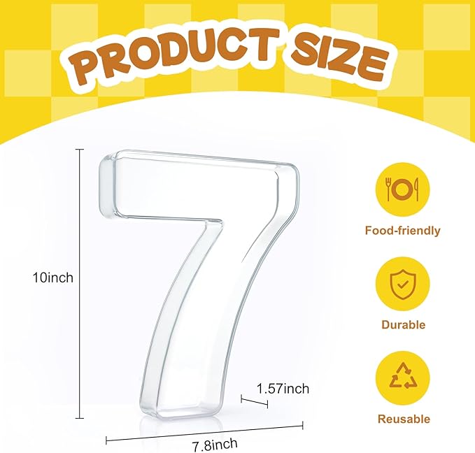 10" Acrylic Charcuterie Letters Fillable Tray, Reusable Alphabet Number Shaped Serving Plates for Charcuterie Board, Display Fruit, Candy, Cake, Party Decor, Birthday, Anniversary（7）