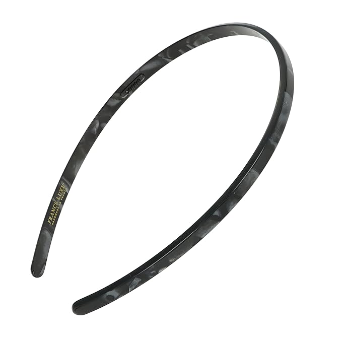 Black Headband for Women, 1/4" Ultracomfort Thin Headband, Nacro Marbled Black, Flexible Fit with No Slip Gentle Teeth, All-Day Hold | France Luxe
