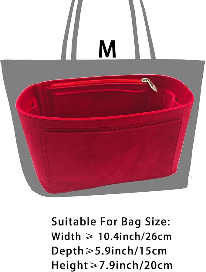 Purse Organizer Insert, Suede Bag Organizer Handbag Tote Shaper, Suede Material, Soft and Non Damaging Bag (Black, Medium)