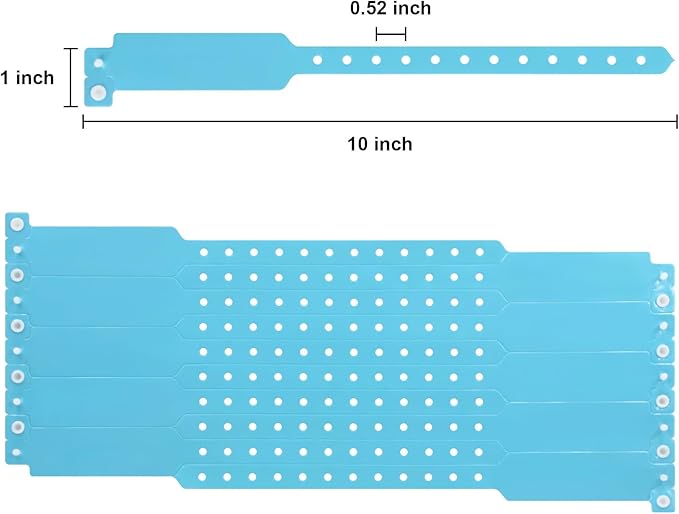 100pcs Colored Vinyl Wristbands, Waterproof & Security Wrist Bands for Events, Pool Parties & Outdoor Sports (Water Blue)