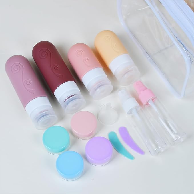 vodvob 16 Pack Travel Bottles Set for Toiletries, TSA Approved Travel Containers Leak Proof Silicone Squeezable Travel Accessories 2oz 3oz for Shampoo Conditioner Lotion Body Wash (BPA Free) (pink)