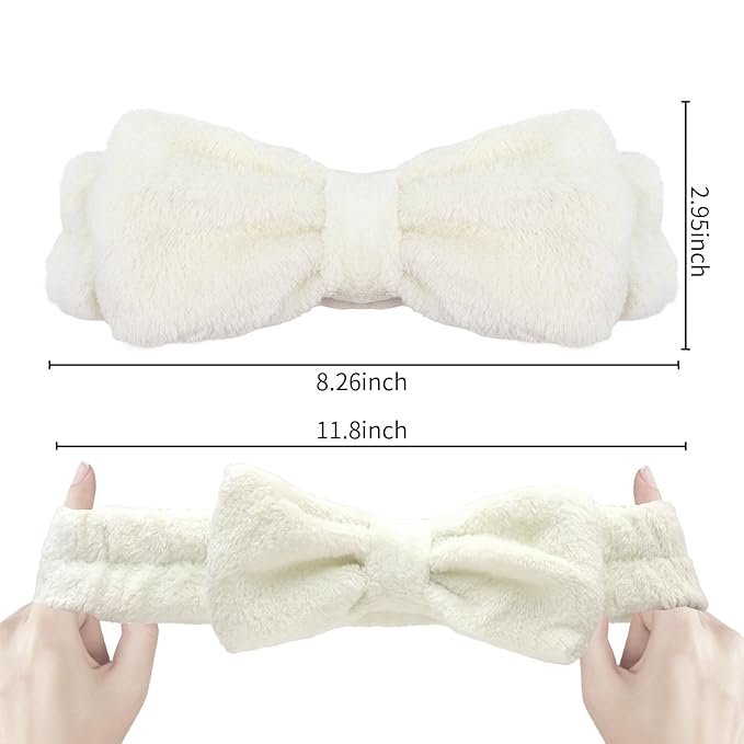 Semato 8 Pcs Creamy White Spa Headband Bachelorette Party Favor Set Skincare Headbands for Women Gifts and Party Supplies (creamy white)