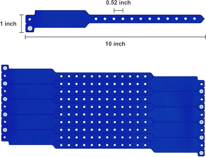 100pcs Colored Vinyl Wristbands, Waterproof & Security Wristbands for Events, Pool Parties & Outdoor Sports (Blue)