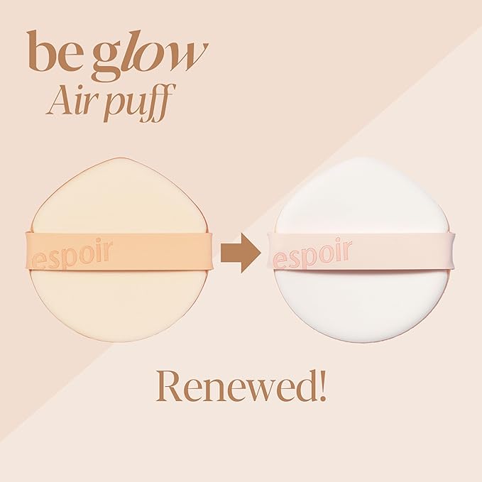 Espoir Be Glow Air Puff 5pc | Soft & Smooth Sponge Applicator for Flawless and Easy Makeup, Suitable for Cushion and Liquid Foundation, Cream, Powder, Concealer, Round Shape, Korean Base Tools