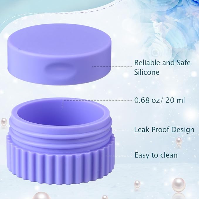 Maxcheck 8 Pcs Travel Containers for Toiletries 0.68 Oz/20 ml Small Silicone Cream Jar with Lid Mini Leakproof Lotion Jar Refillable Travel Cosmetic Container for Face Body Skin Cream (Modern Color)