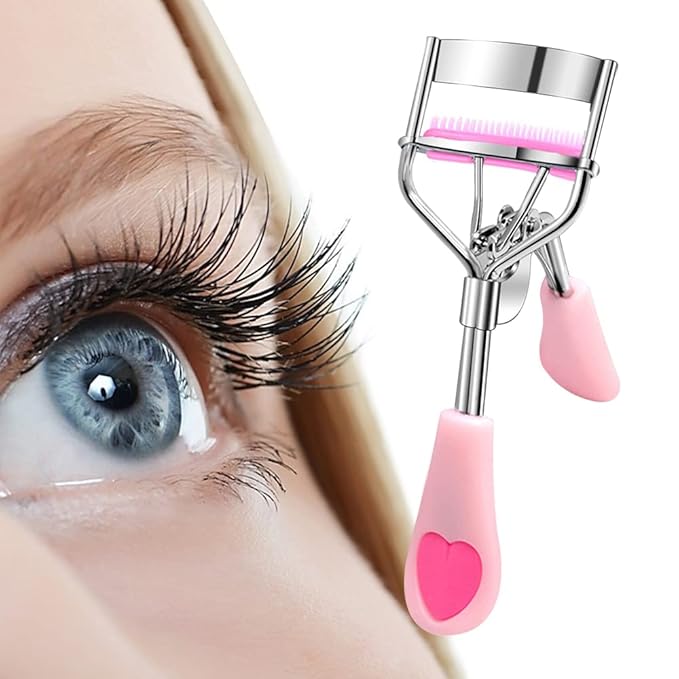 Eyelash Curler Stainless Steel with Brush Mascara Muffle False Eyelashes Accessory Best Professional Tool for Lashes Curls Pinkiou