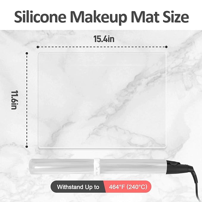 Silicone Makeup Mat for Vanity, 15.4" x 11.6" Heat Resistant Clear Desk Mat, Easy to Clean Water Vanity Protector Mat, Portable Makeup Accessories for Use While Traveling (Clear)