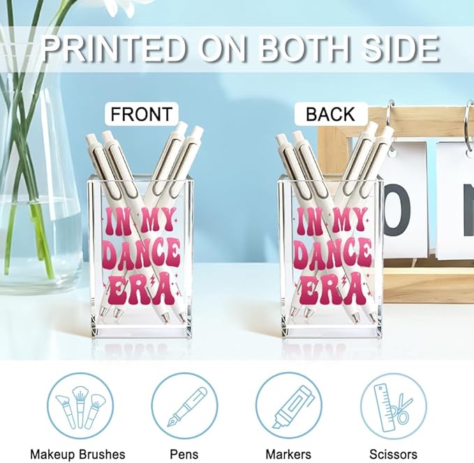In My Dance Era Acrylic Cosmetic Holder, Funny Makeup Brush Holder Gifts for Dancer Cheer Leader Women Girls, Bathroom Vanity Organizer for Make up Brushes, Dance Team Coach Gifts