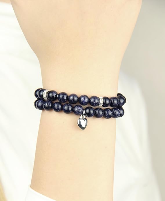 2Pcs Healing Crystal Bracelets for Women Handmade Beaded Bracelet Healing Prayers Crystal 8mm Natural Stone Beads Bracelet Stress Relief Get Well Soon Gifts