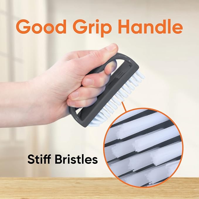 Superio Stiff Nail Brush with Handle 3 Pack Fingernail Scrub Cleaning Brushes for Toes and Nails, All-Purpose Cleaning Brush for Home, Kitchen, Work