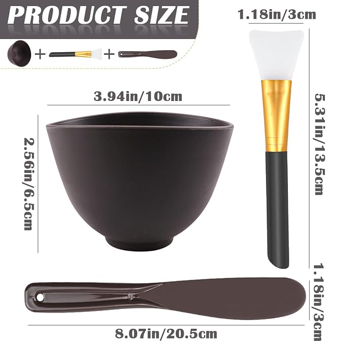 Silicone Face Mask Mixing Bowl Set, Microwavable Silicone Facial Mud Bowl with Bowl Stick Spatula, Face Mask Applicator, Cosmetic Beauty Tool for Home Salon