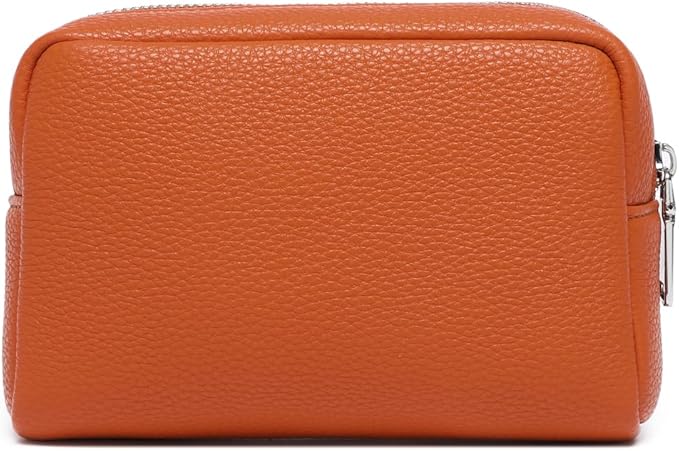 Makeup Bag Large Capacity Women's Classic Black Wash Bag Adjustable Partition Wash Brush and Cosmetic Carrying Bag (PU/Vitality Orange)