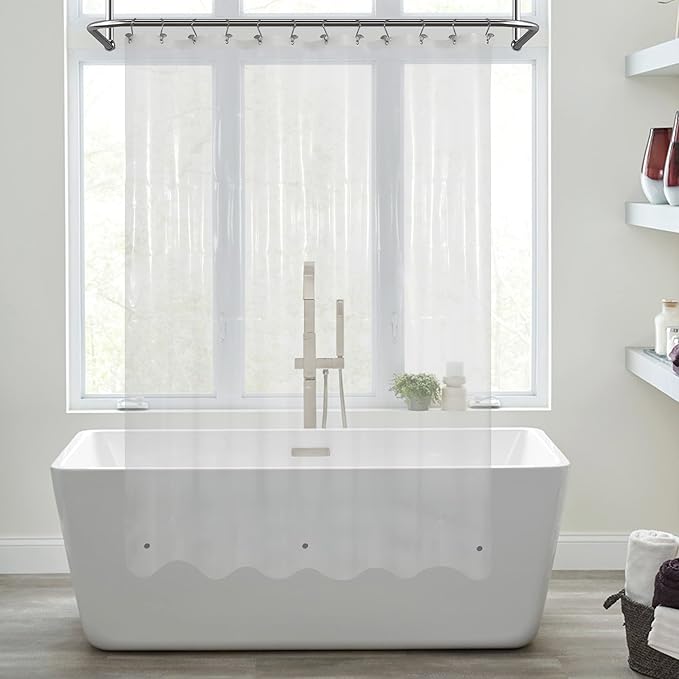 Mrs Awesome Clear Shower Curtain Liner with 3 Magnets, 72x72 Premium Flexible Sturdy Plastic Shower Curtain for Bathroom Lightweight, Waterproof, Clear
