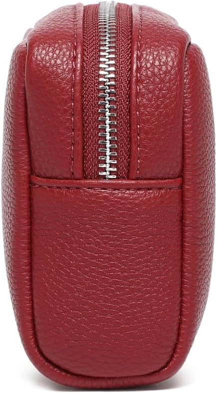 Makeup Bag Large Capacity Women's Classic Black Wash Bag Adjustable Partition Wash Brush and Cosmetic Carrying Bag (PU/Encore Red)
