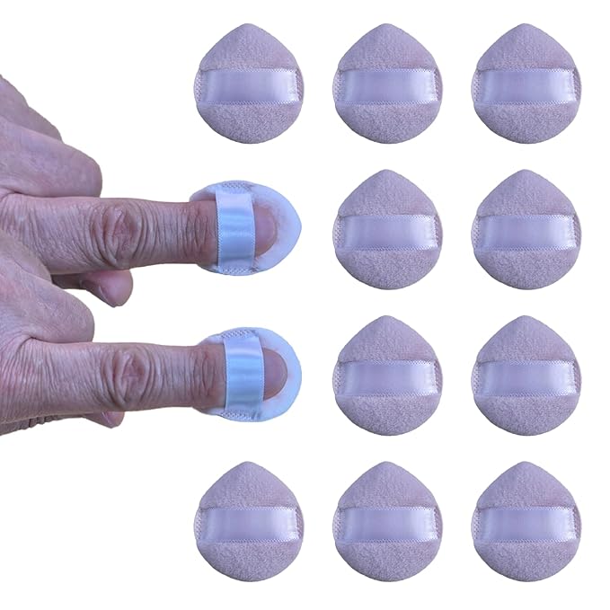 FADETTE Soft Microfiber Mini Powder Puff 12 Pcs - 1.5in Diameter x 1.42in Diameter Powder Pact Puff & Halo Glow Pinkie Puffs, Finger-sized, Small Puff For Applying Loose & Pressed Powders (pink)