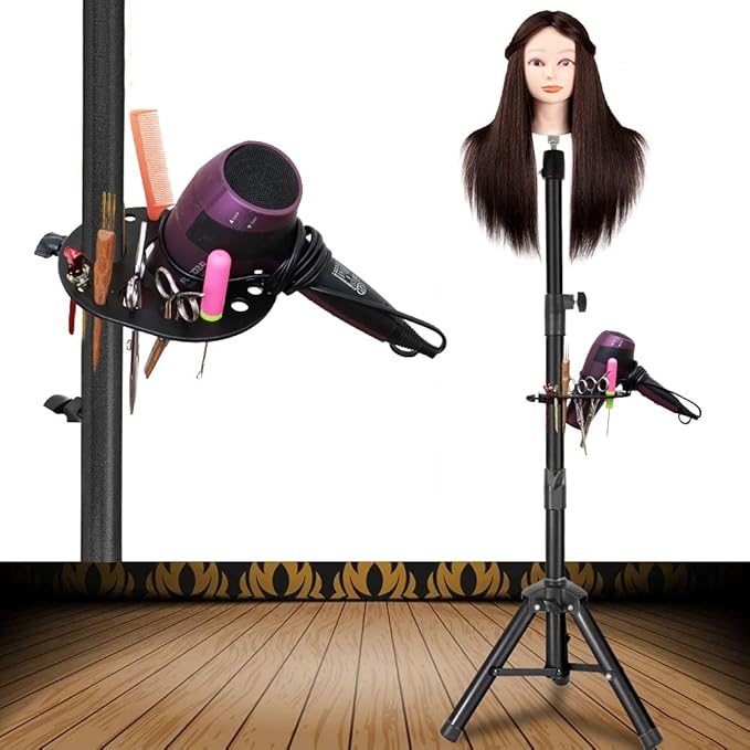 Wig Stand Tripod 55 Inch Metal Wig Mannequin Head Tripod Stand For Hairdressing Training Head Adjustable Wig Tripod Stand with Tool Tray (Mannequin Head Not Included)
