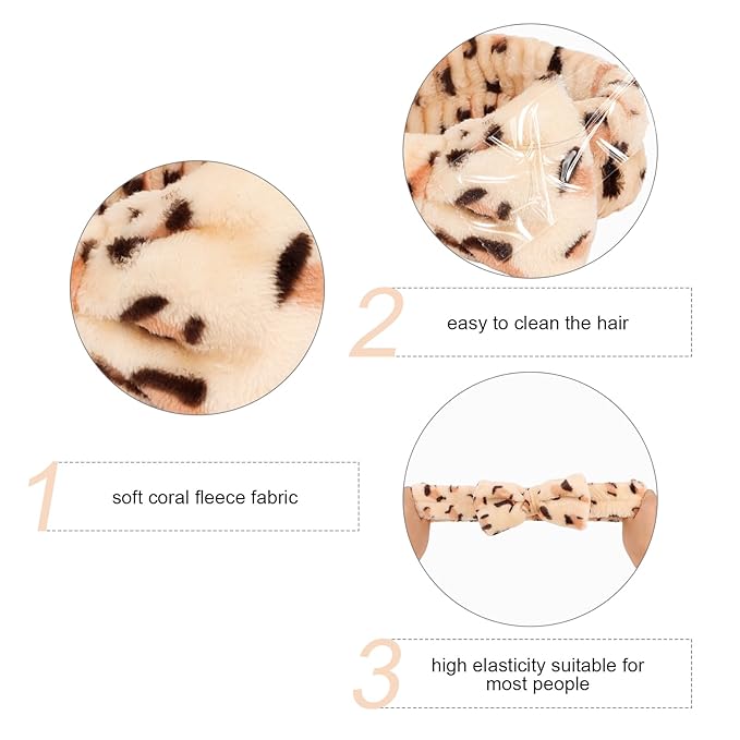 Semato Leopard Spa Headband Bachelorette Party Favor Set Skincare Headbands for Women Gifts and Party Supplies (leopard)