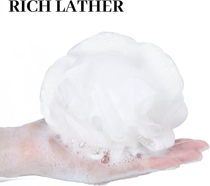 12 Pcs Travel Size Loofah Individually Wrapped, Small Shower Puff Bath Sponge Pouf Ball Bulk Mesh Bath Puff Mini Loofah Sponge with Case Bulk for Shower Care (25g,Multicolor)
