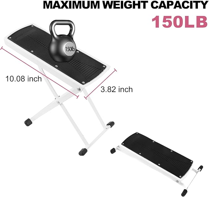 Pedicure Foot Rest, Adjustable Foot Stand with Non-Slip, Toe Separator - Easy at Home, No More Bending or Stretching, Beauty Pedicure Kit, White