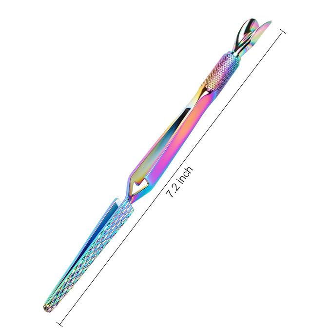 2PCS Colorful Stainless Steel Nail Art Tools Pinching Cuticle Pusher - Multifunction False Nail Shaping Tweezers Manicure Tool