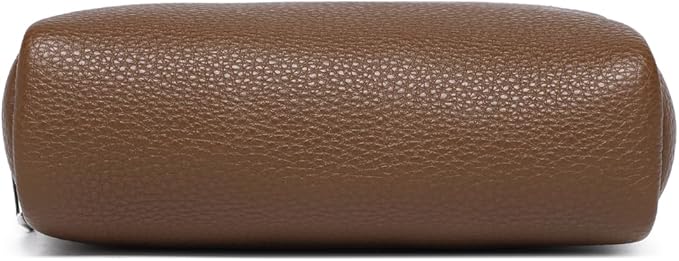 Makeup Bag Large Capacity Women's Classic Black Wash Bag Adjustable Partition Wash Brush and Cosmetic Carrying Bag (PU/Toffee Brown)