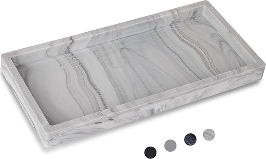 Bathroom Trays for Counter, Slicone Vanity Trays for Bathroom, Rectangle Sponge Holder for Kitchen Sink - Marble Grey