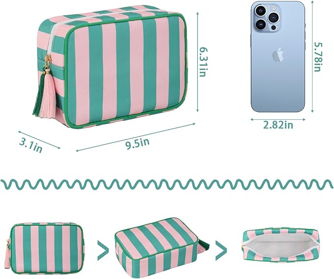 Makeup Bag Travel Cosmetic Bag Organizer Tassel Toiletry Bag Large Canvas Zipper Pouch Mahjong Tile Bag