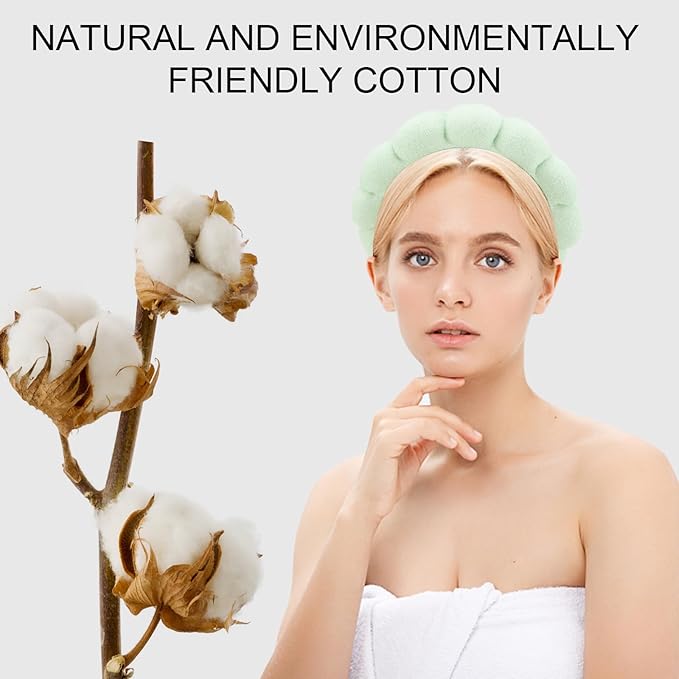Canitor 4 PCS Spa Headband for Washing Face, Facial Skincare, Terry Cloth Sponge Makeup, Puffy Face Wash for Mask Skin Treatment - Teen Girl Trendy Stuff Christmas Gifts