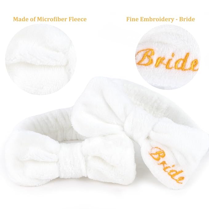 CIEHER 8 Pcs White Spa Headbands Bachelorette Party Favors for Bride Bridesmaid