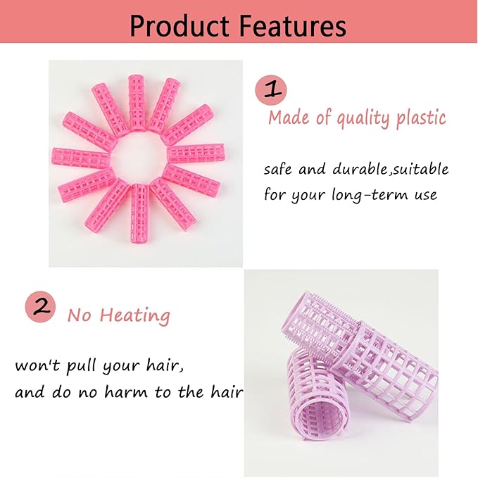 30Pcs Plastic Hair Curlers Rollers Set, Snap on Rollers Self Grip Hairdressing Curlers Hair Curlers No Heat Hair Rollers for Long Medium Short Thin Fine Hair with Mini Comb (5 Sizes)