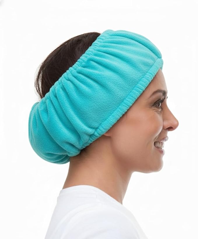 Tassi Reusable Spa Headband Wrap for Women - Hair Holder for Washing Face, Skincare, Makeup, Facials & Cleansing - Keeps Hair Back with No Mess or Marks - One Size Fits All - Scuba Blue