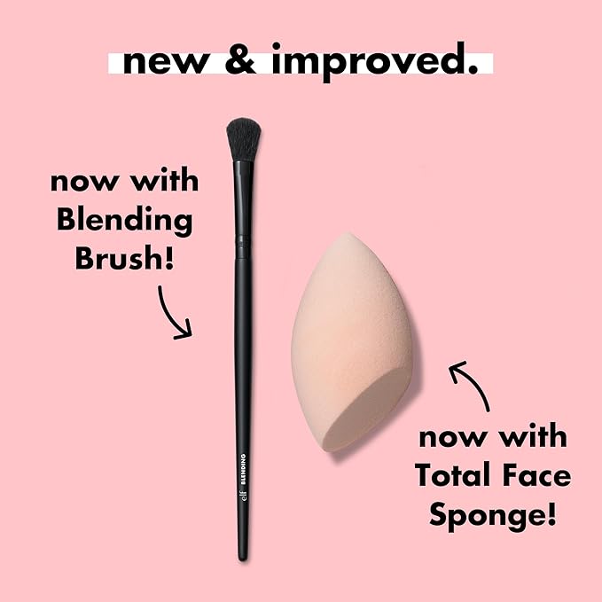 e.l.f. Full Face & Eye Makeup Brush Set with Travel Case, 11 Face & Eye Brushes For Creating A Full Face Makeup Look, Vegan & Cruelty-Free