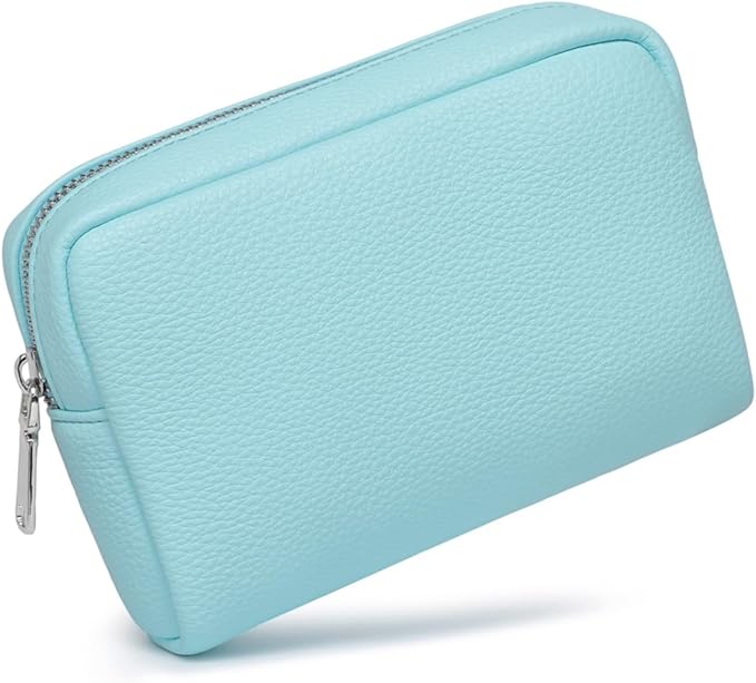 Makeup Bag Large Capacity Women's Classic Black Wash Bag Adjustable Partition Wash Brush and Cosmetic Carrying Bag (Clear Water Blue)