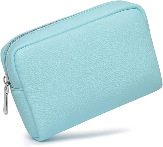 Makeup Bag Large Capacity Women's Classic Black Wash Bag Adjustable Partition Wash Brush and Cosmetic Carrying Bag (Clear Water Blue)