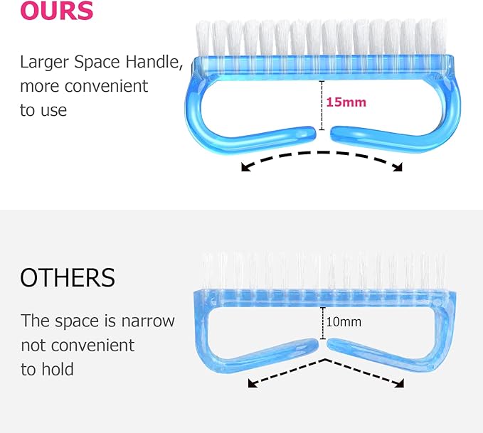 Handle Grip Nail Brush, Hand Fingernail Brush Cleaner Scrubbing Kit Pedicure for Toes and Nails Men Women (4 Pack)