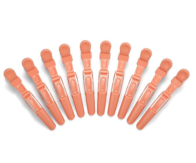 10pcs/set Multicolor Croc Alligator Clips - Transparent Plastic Hair Styling Sectioning Barrettes - Non Slip Professional Salon DIY Accessories - Hairpins (10pcs-Orange)