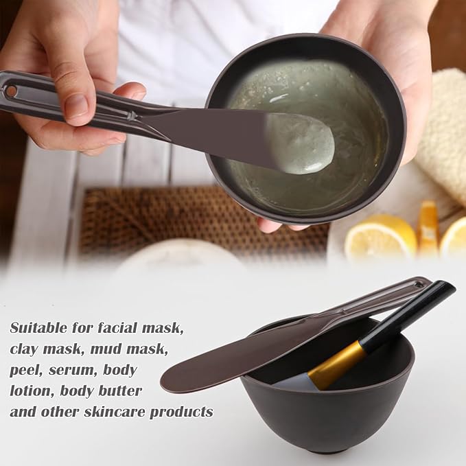 Silicone Face Mask Mixing Bowl Set, Microwavable Silicone Facial Mud Bowl with Bowl Stick Spatula, Face Mask Applicator, Cosmetic Beauty Tool for Home Salon